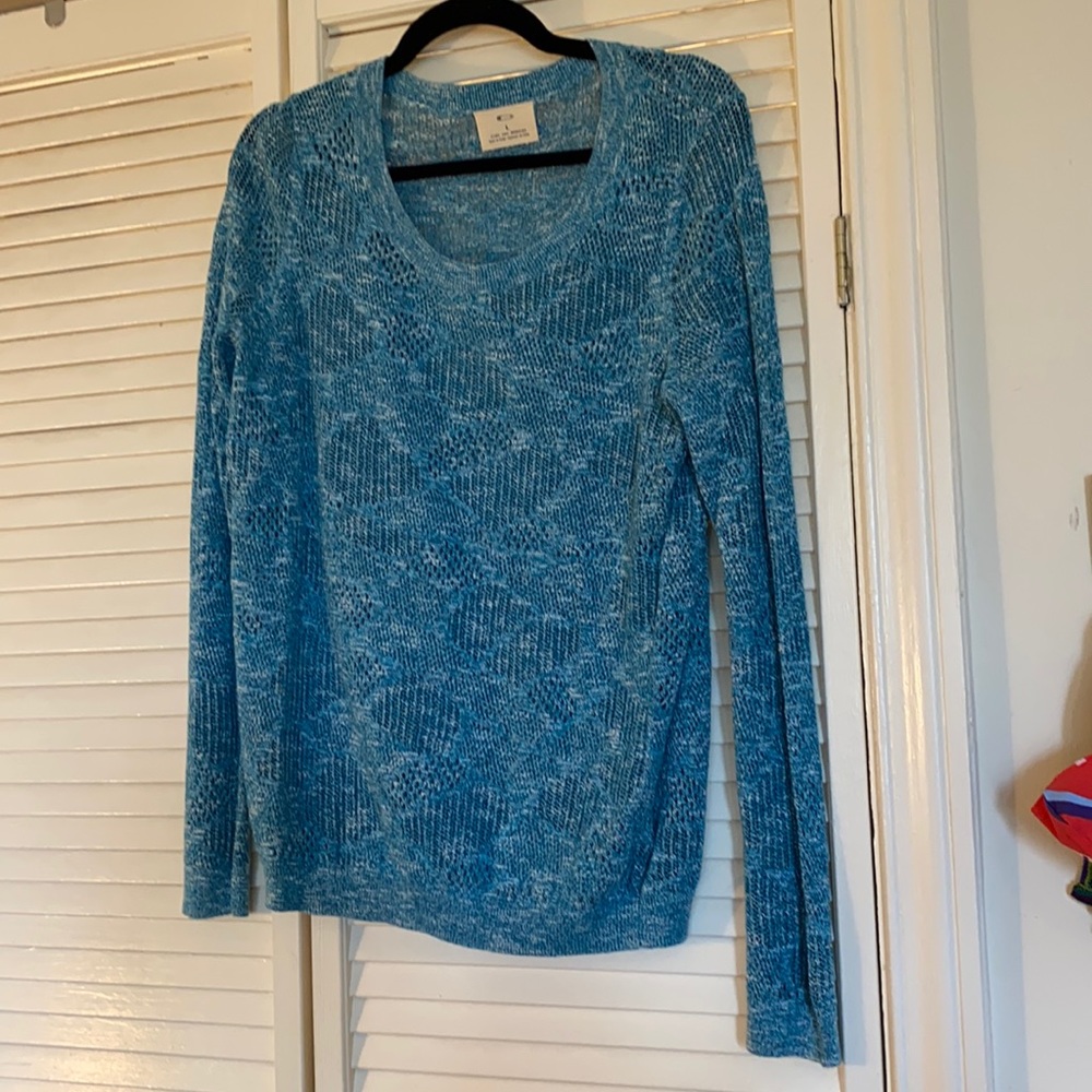 Blue crochet pins and needles top/sweater